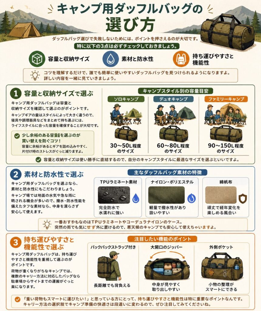 ダッフルバックの選び方